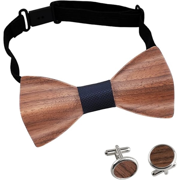 Handgjord Träfluga, Justerbar Storlek 24-48cm, Klassisk Stil, Trälåda för Bröllop och Affärer