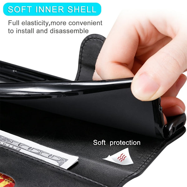 iPhone 13 - Solid Læder Etui - Sort