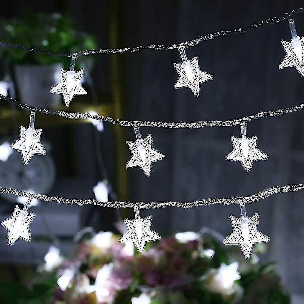 100 LED 49 Ft Stjärnformade Ljuskedjor, Plug-in Fairy String Lights Vattentäta, Utbyggbara för Inomhus, Utomhus, Bröllop, Julgran, Nyår, Gar