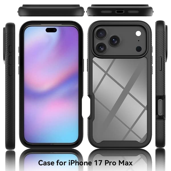 iPhone 17 Pro Max Deksel Hybrid Støtsikkert Svart