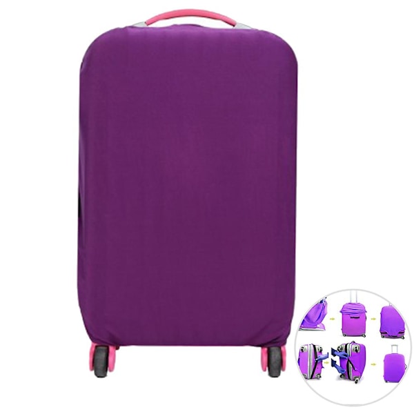 Elastiskt Resväska Skydd Koffert Trolley Väska Skyddspåse Dammskydd för 18-20 Tum (Lila)