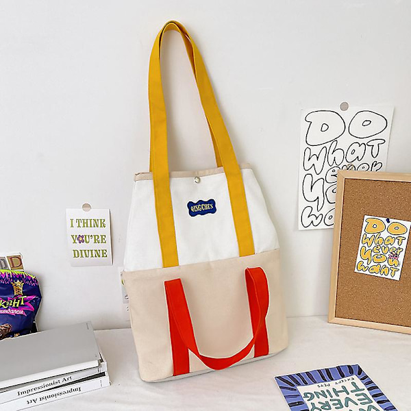2022 Ny Shopping Dam Canvas Väska Fritids En Axel Stor Kapacitet Tote Väska Pendlare College Student 2 Syften Handväska, 1st