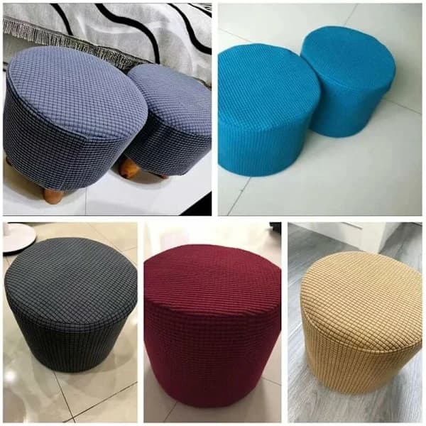 Blødt jacquard ottoman pufbetræk med elastisk bund i sort, 30x30cm