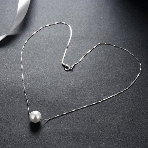 10mm Vit Sötvattensodlad Pärlhalsband för Kvinnor 925 Sterling Silver Kedja