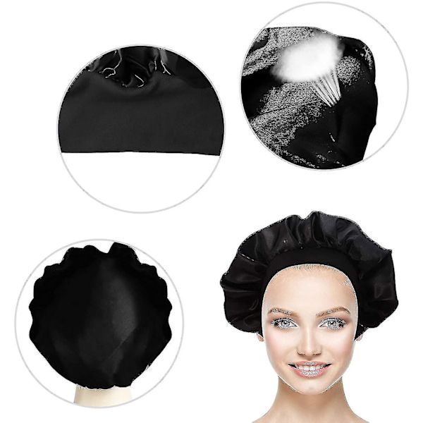 3 stycken Satin Bonnet Sovhuva, Sov Silke Bonnet Bred Band Satin Huva Silke Natt Sov Rea