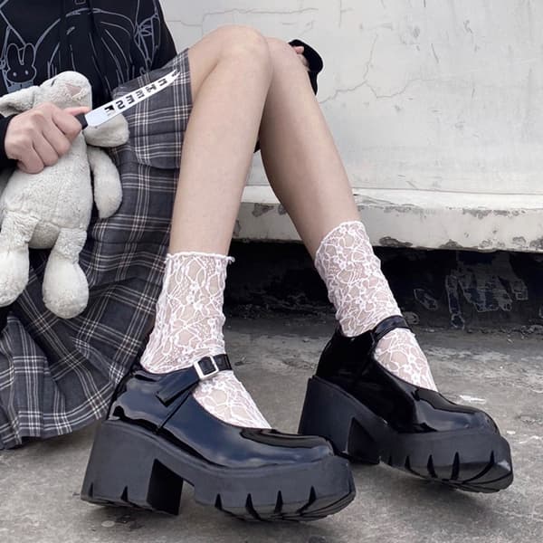 Harajuku strømper fiskenet SORT 2 SORT