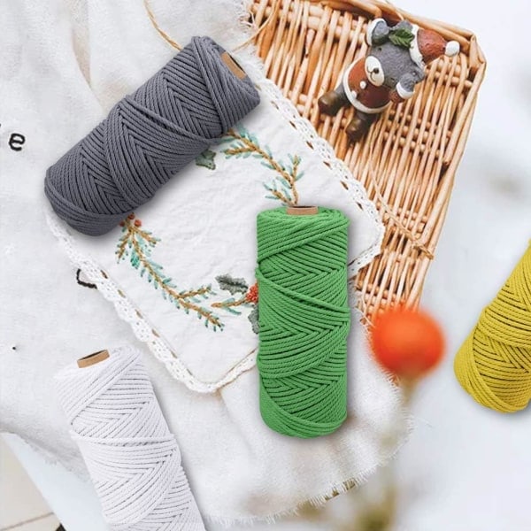 4 st 3 mm x 10 m DIY Garnrulle Rustik Snöre Bomullsrep för Stickning, Heminredning, Inslagning