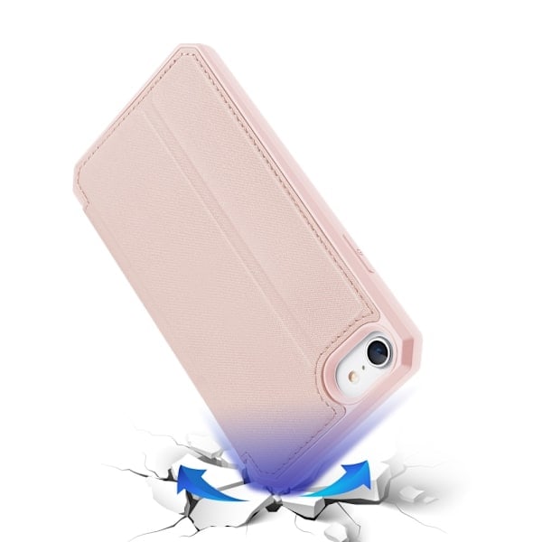iPhone 7/8/SE (2020/2022) - DUX DUCIS Iskunkestävä Lompakkokotelo - Ruusukulta Ruusukulta