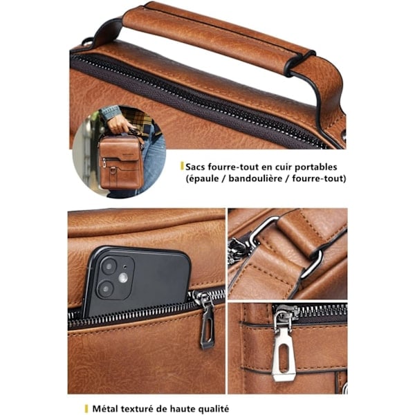Herre Crossbody Tasker Rejsetaske Messenger Taske Læder Skuldertaske Sling Vintage Vandtæt Lille Taske Egnet til Fritid, Festivaler og Rejser.