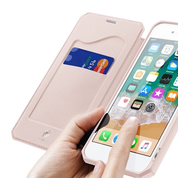 iPhone 7/8/SE (2020/2022) - DUX DUCIS Iskunkestävä Lompakkokotelo - Ruusukulta Ruusukulta