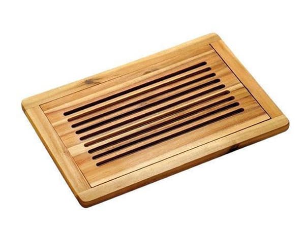 FSC Skärbräda i Akaciaträ med Smulbricka, Rektangulär Serveringsbräda för Hembakat Bröd, 47.5 x 32 cm