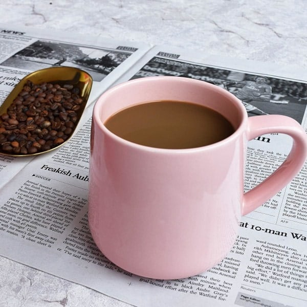 Stor blank kaffemugg i keramik, tekopp för kontor och hem, 414 ml, tål diskmaskin och mikrovågsugn, 1-pack