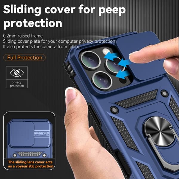 iPhone 16 Pro Deksel CamShield Ring Hybrid Blå