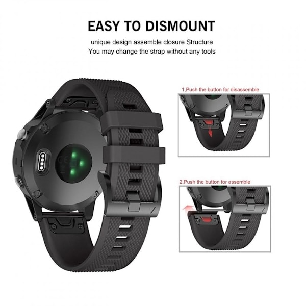 Tech-Protect Garmin Fenix 5/6/6 Pro/7 Armbånd Smooth Sort