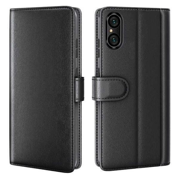 Sony Xperia 5 V Etui Premium Ægte Læder Sort