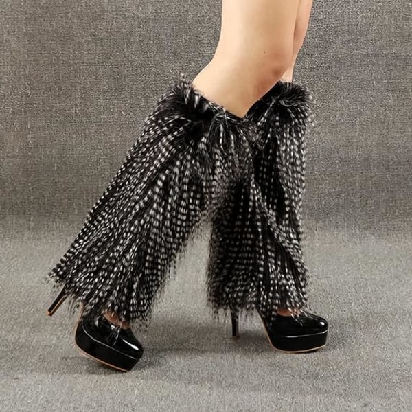 Kvinnor Flickor Faux Päls Benvärmare Stövelmanschett 40cm Lång Päls Manschett Omslag Vinter Termiska Leggings Strumpor Mjuka Mode Klackskor Långa ...