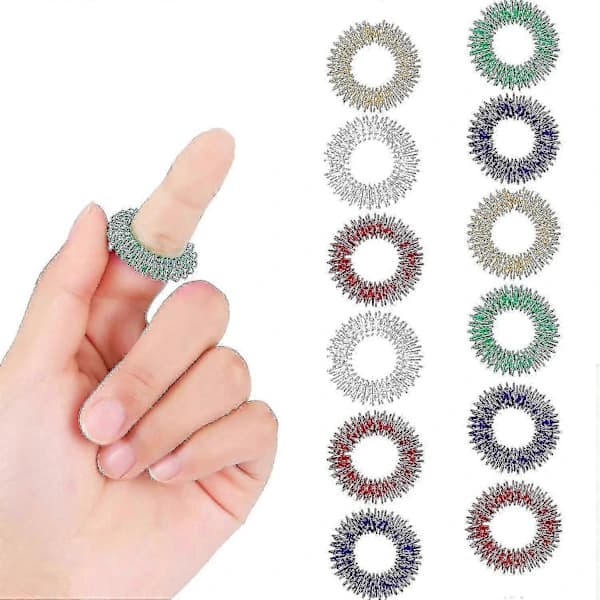 12 stk. Akupressurring Spidse Sensoriske Fingerringe Massageringe