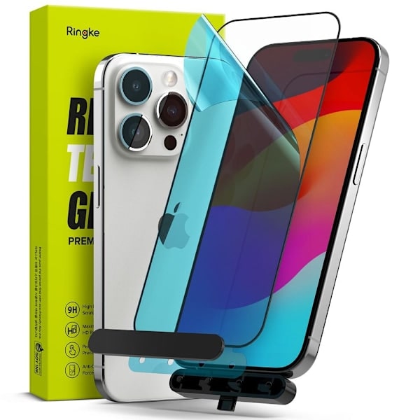 Ringke iPhone 15 Pro Max Skærmbeskytter Hærdet Glas Sort