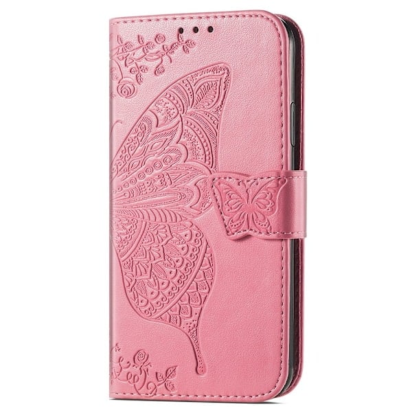 Samsung Galaxy A25 5G Fodral Läder Stor Fjäril Rosa