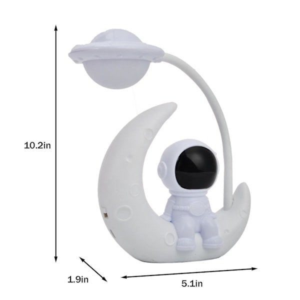 Lampe Rummand Månelampe Astronaut LED Bordlampe Trådløs Sengelampe Til Hjem Soveværelse Børn Drenge Fødselsdagsgaver, Hvidt skrivebordslampe