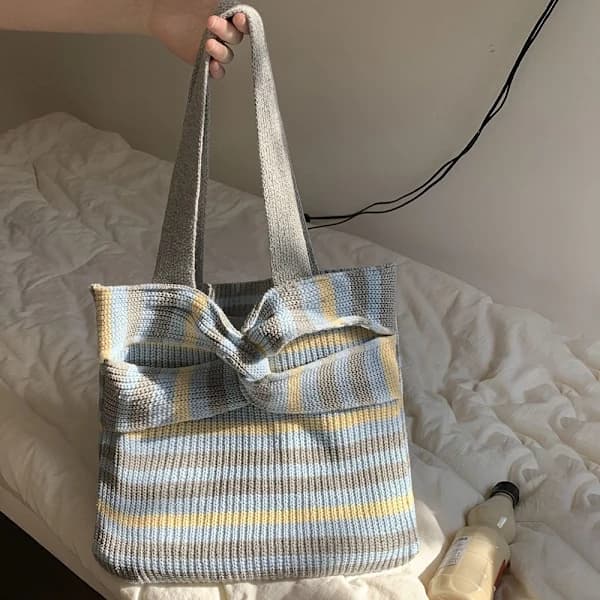 Strikkede Håndtasker Crossbody Taske GRÅ Grå