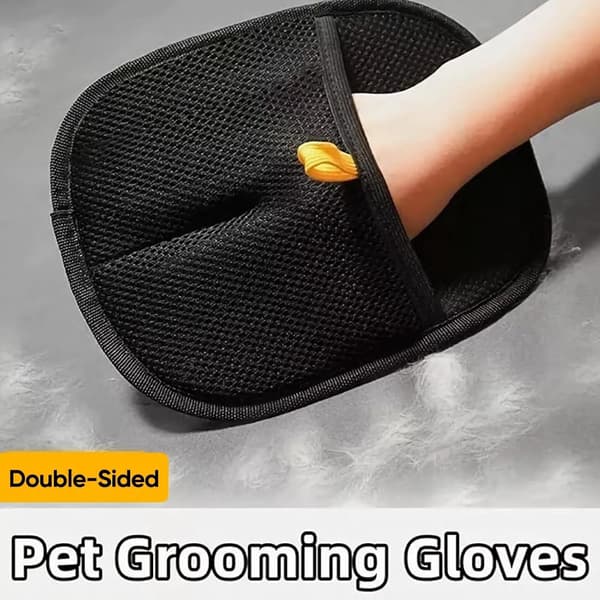 Fjernelseshandske til kæledyrshår til hunde og katte, åndbar netplejehandske til møbler, sofa, tæppe, sengetøj og tøj, sort