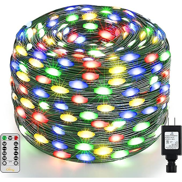 Julbelysning Utomhus - 200 LED 20 meter långa stickkontaktsbelysningar med grön sladd för julgran med fjärrkontroll - IP67 vattentät 8 blinkande lägen med timer