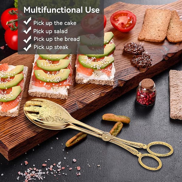 Metall Köks Tång, Matlagningstång Grilltång Buffé Servering Salladstång Sockertång Guld Mattång För Servering Matlagning Buffé Sallad Isbit (2st)