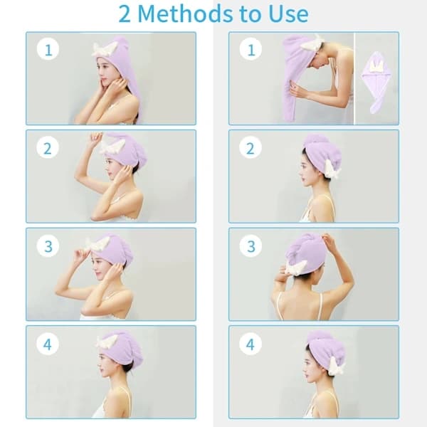{PL}Mikrofiberhårhandduk, 3-pack hårhandduksinpackningar för långt hår