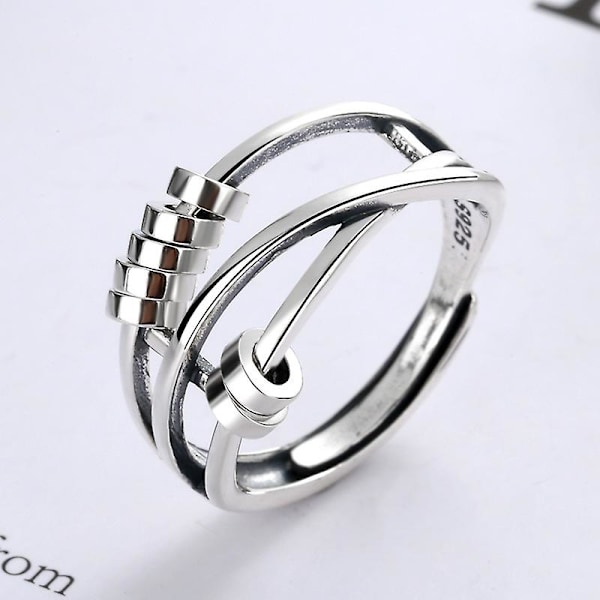 Sølv Anti Angst Ringe Til Kvinder Mænd Bånd Unisex Justerbar Stacking Spinning Uro Ring