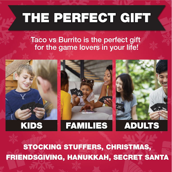 Taco vs Burrito - Äärimmäisen suosittu, yllättävän strateginen korttipeli, jonka on luonut 7-vuotias juhliin