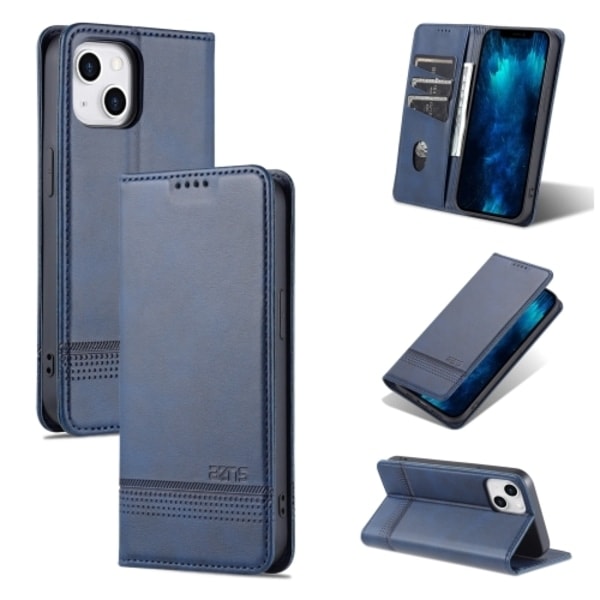 AZNS iPhone 14 Flip Læder Etui Blå