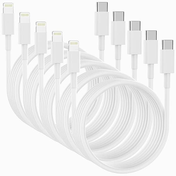(10 stk) iPhone 12/13/14 PRO MAX Lightning-kabel, USB-C til Lightning (1 M)