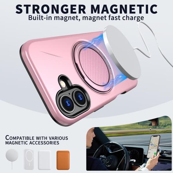 iPhone 17 Case - Metal with Rotation Function and MagSafe TPU Hybrid PC