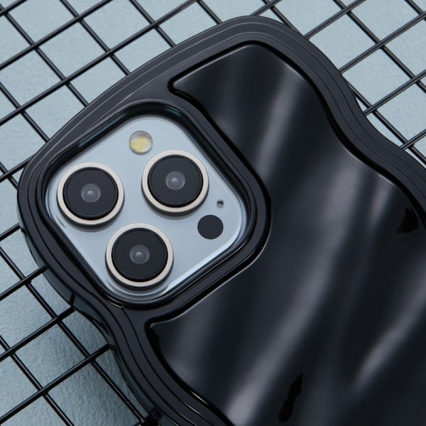 iPhone 14 Pro Max Mobilskall Bølgete Tekstur Svart