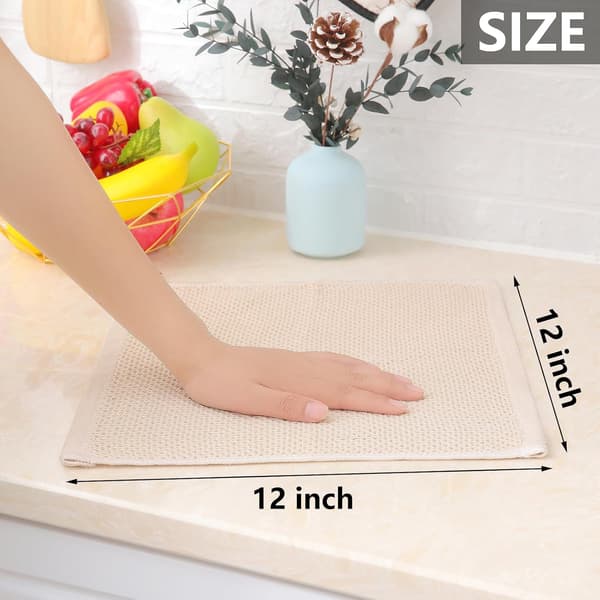 100 % bomullsvåffeldukar – 6 stycken – Beige – 30x30 cm – Mjuka, absorberande och snabbtorkande