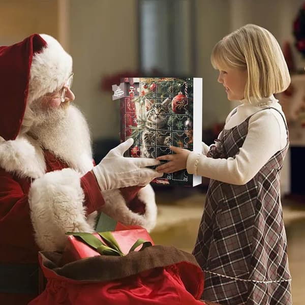 Julekalender, 2D akryl kattevedhæng, til katteelskere, stil B