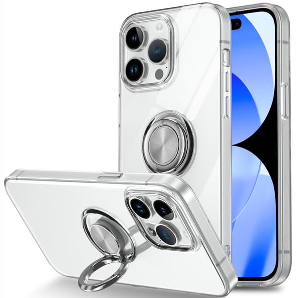 Deksel med ringholder iPhone 15 Pro Max Transparent
