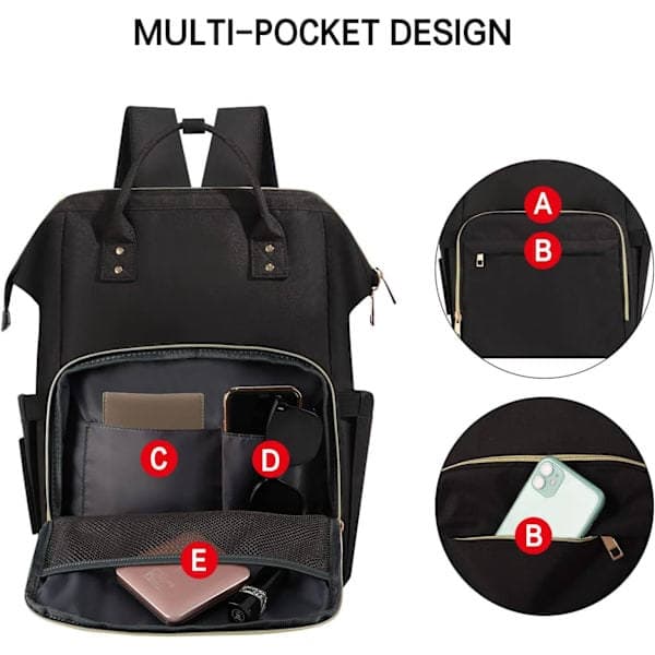 Laptop Backpack Compatible with Women, Black