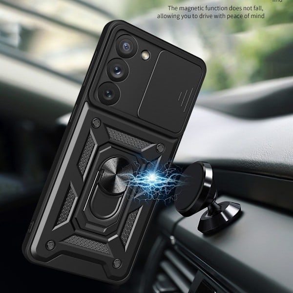 Samsung Galaxy S23 Plus Kuori Rengas CamShield Hybrid Musta