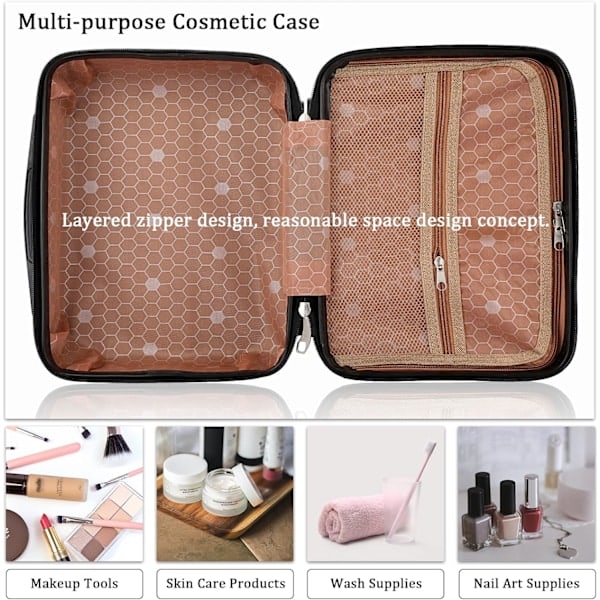 Makeup Rejsetaske - Hård Kosmetiktaske Organizer, Mini ABS Bærbar Rejsetaske Sort black