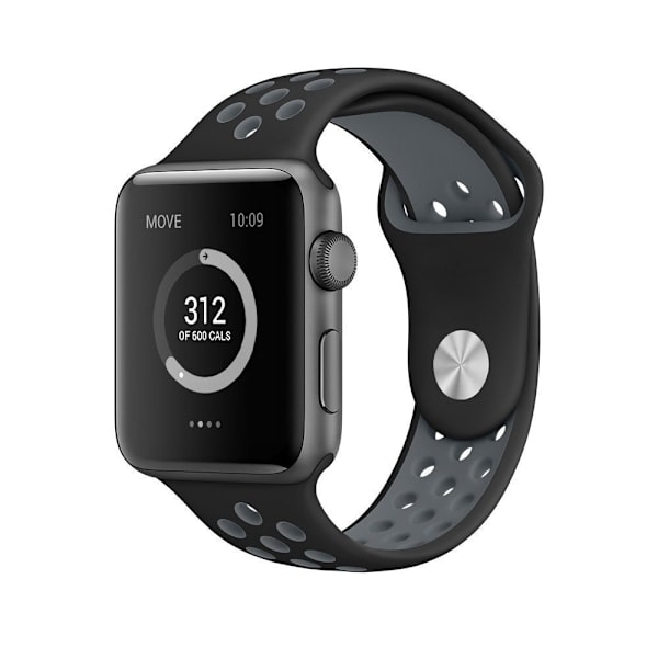 Silikone Armbånd - Apple Watch 38/40/41 mm - Sort/Grå Sort/Grå Sort/Grå