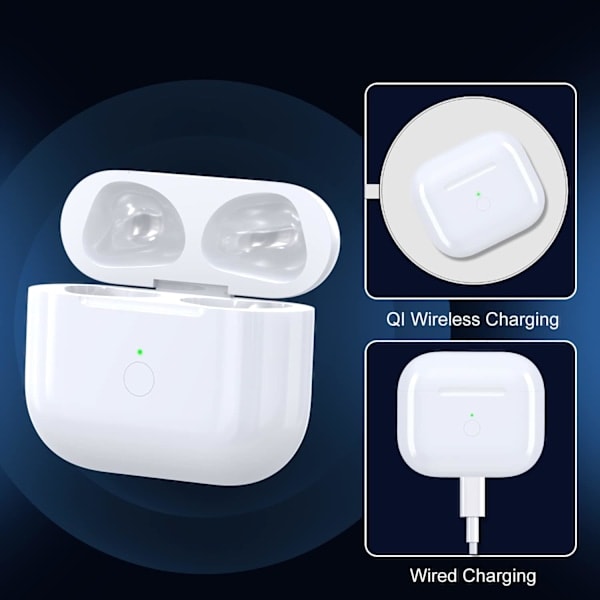 Trådløs opladningsetui erstatning kompatibel med Airpod 3. generation, 620mAh med Bluetooth-knap til parring