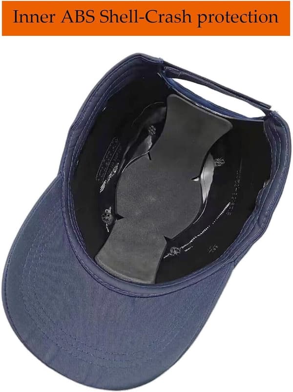 Baseball Bump Cap med bomuldsyderside, ABS-skal og EVA-polstring, justerbart åndbart design til let arbejde for voksne, marineblå