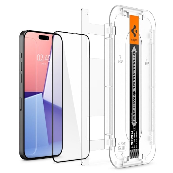 Spigen iPhone 15 Pro Max 2-PAK GLAS.tR FC \"Ez Fit\" Skærmbeskytter Sort