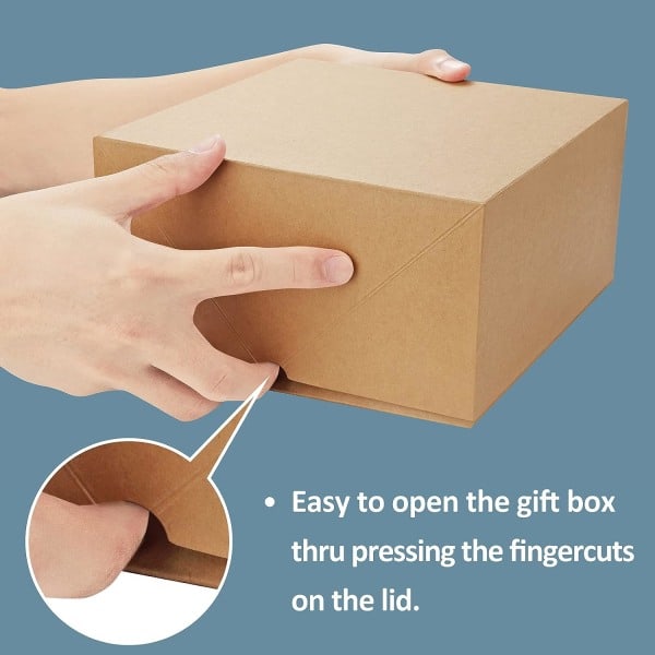 Premium presentförpackningar 10-pack 20,3 x 20,3 x 10,2 cm bruna papperspresentförpackningar med 20 meter hampasnöre för julklappar