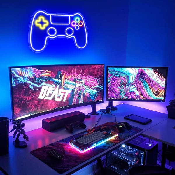 Spelkontroll Neonskylt LED Väggdekor USB-driven för Spelrum Sovrum Spelrum Flerfärgad