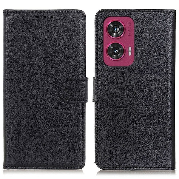 Motorola Edge 50 Fusion 5G Litchi Læder Etui Sort