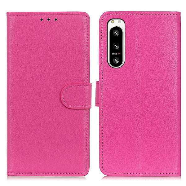 Sony Xperia 5 IV Etui Litchi Læder Pink