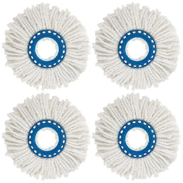 4 stk. Mikrofibermoppehoveder, Runde Erstatningsmoppehoveder 360° Rotation Moppehoveder til Gulvrengøring (Diameter 16cm)